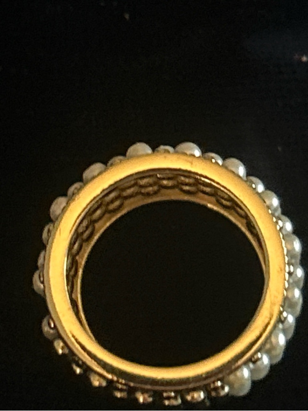 Gold Beaded Women's Stackable Ring - Elegant Gold Finish